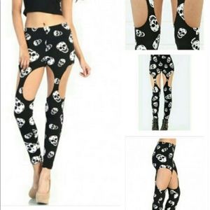 Skull print garter legging